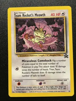 Team Rocket's Meowth # 18 Black Star PROMO WOTC Rare NEAR MINT Pokemon Card - Image 2