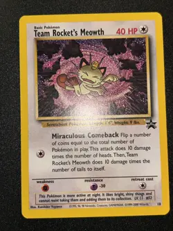 Team Rocket's Meowth # 18 Black Star PROMO WOTC Rare NEAR MINT Pokemon Card - Image 3