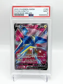 2020 Pokemon Sword & Shield Darkness Ablaze 180 Full Art/Vikavolt V PSA 9 - Image 1