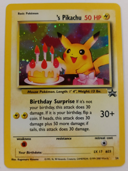 Pokemon 2000 ______'s Pikachu #24 Black Star Promo Holo Birthday Pikachu LP - Image 1