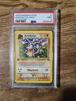 1999 POKEMON FOSSIL AERODACTYL - HOLO 1ST EDITION # 1 PSA 9 - Image 1