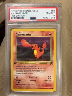 First Edition 2000 Pokemon Rocket 50/82 Charmander PSA GEM MT 10 - Image 1