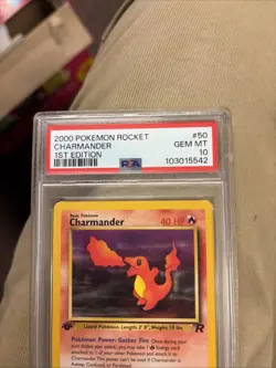 First Edition 2000 Pokemon Rocket 50/82 Charmander PSA GEM MT 10 - Image 3
