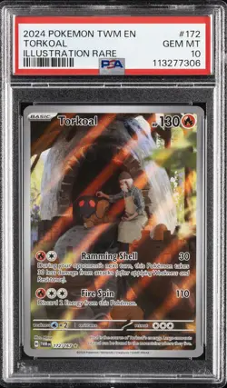 2024 POKEMON TWM EN-TWILIGHT MASQUERADE ILLUSTRATION RARE #172 TORKOAL PSA 10 - Image 1