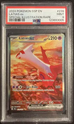 Pokemon SSP EN2024 Latias EX Special Illustration Rare Card 239 PSA 9 Mint - Image 1