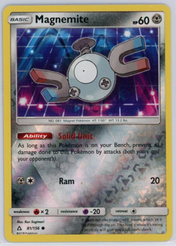 Pokemon TCG Magnemite Sun & Moon Ultra Prism 081/156 Reverse Holo Common - Image 1