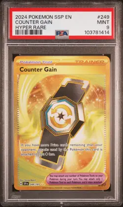 2024 POKEMON SSP EN-SURGING SPARKS HYPER RARE #249 COUNTER GAIN PSA 9 - Image 1