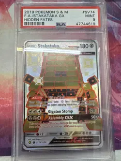 Pokemon Stakataka GX Hidden Fates Shiny Full Art SV74 PSA 9 Mint - Image 1