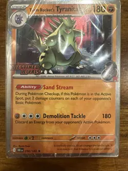 Pokemon TCG Team Rockets Tyranitar Card 096/182 Destined Rivals Stamped - Image 1