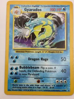 1999 Pokemon GYARADOS Base Set HOLO RARE Foil Card 6/102 WotC - Image 2