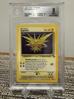 #15 Zapdos Holo Rare Card | 1999 Pokemon Fossil Unlimited | BGS 8 NM-MT - Image 1