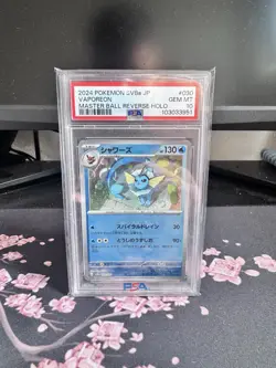 2024 POKEMON JPN SV8A-TERASTAL FEST EX MASTER BALL REVERSE HOLO VAPOREON PSA 10 - Image 1