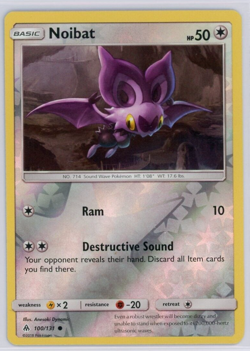 Pokemon TCG Noibat Sun & Moon Forbidden Light 100/131 Reverse Holo Common - Image 1