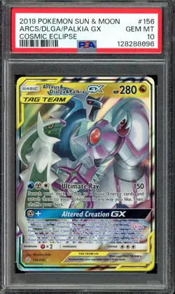 [PSA 10] Arceus & Dialga & Palkia GX 156/236 Cosmic Eclipse Holo Rare POKEMON - Image 1