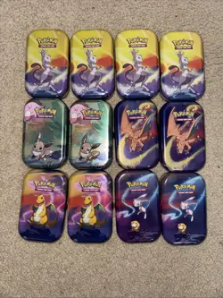 Lot Of 12 Pokemon KANTO 2019 Mini Empty Tins Contains COIN and ART CARD - Image 1