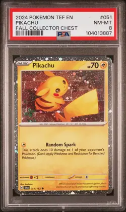 2024 POKEMON TEF EN-TEMPORAL FORCES FALL COLLECTOR CHEST #051 PIKACHU PSA 8 - Image 1