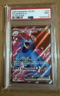 2025 POKEMON JTG EN-JOURNEY TOGETHER ULTRA RARE #177 SALAMENCE EX PSA 9 - Image 1