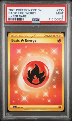 2023 POKEMON OBF EN-OBSIDIAN FLAMES HYPER RARE #230 BASIC FIRE ENERGY PSA 9 - Image 1