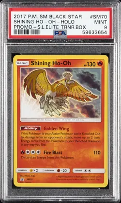 2017 POKEMON SM BLACK STAR PROMO #SM70 SHINING HO-OH-HOLO PSA 9 - Image 1