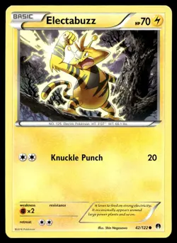 Electabuzz 42/122 Pokemon Card BREAKpoint Common 70 HP Lightly Played T27 - Image 1