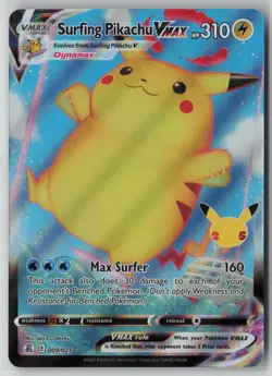 Surfing Pikachu VMAX 009/025 Pokemon TCG Celebrations Holo (Near Mint) NM 1 - Image 1