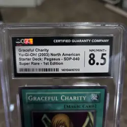 Yugioh Grade 8/9 (8.5) Mint Graceful Charity SDP-040 1st Edition Super Rare - Image 2
