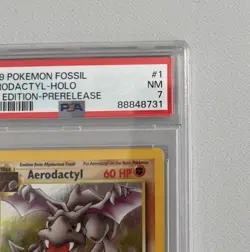 Aerodactyl 1st Edition RARE Prerelease POKEMON Card PSA 7 NM FOSSIL Holo 1/62 - Image 2