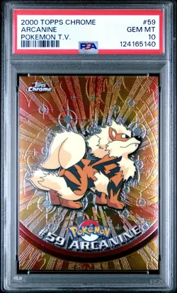 2000 TOPPS CHROME POKEMON T.V. #59 ARCANINE PSA 10 - Image 1