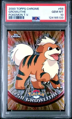 2000 TOPPS CHROME POKEMON T.V. #58 GROWLITHE PSA 10 - Image 1