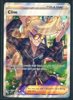 Clive Trainer Full Art Ultra Rare 227/091 Pokemon 2024 Paldean Fates NM - Image 1