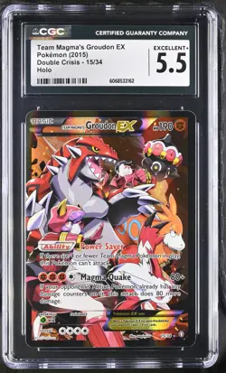 CGC 5.5 Team Magma's Groudon EX 2015 Double Crisis 15/34 Holo Pokemon Card - Image 1