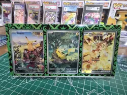 Pokemon TCG Pocket 3 Card Display featuring 3 Pikachu Card Variants *SEE DESC* - Image 1