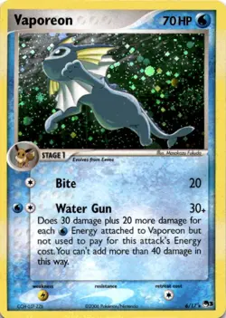 Vaporeon 6/17 POP Series 3 Promo Pokemon Card Holo Foil Rare LP - Image 1
