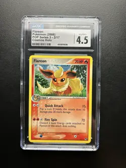 Flareon POP Series 3 CGC 4.5 2/17 2006 Cosmos Holo SWIRL Pokemon TCG Graded - Image 1