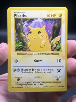 Red Cheeks Pikachu Shadowless 1999 Pokemon Base Set 58/102 WOTC NM - Image 3