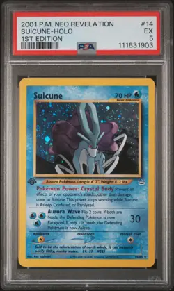 2001 POKEMON NEO REVELATION 1ST ED #14 SUICUNE-HOLO PSA 5 - Image 1