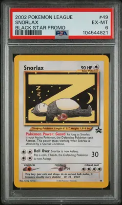 2002 POKEMON LEAGUE PROMO BLACK STAR #49 SNORLAX PSA 6 - Image 1