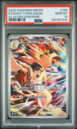 2025 POKEMON DRI EN-DESTINED RIVALS ILLUSTRATION RARE ETHAN'S TYPHLOSION PSA 10 - Image 1
