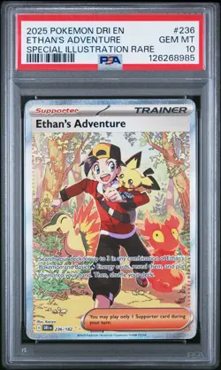 2025 POKEMON DRI EN-DESTINED RIVALS #236 ETHAN'S ADVENTURE PSA 10 - Image 1