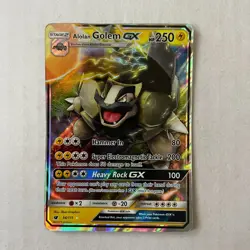 Alolan Golem GX 34/111 Crimson Invasion Half Art Holo Rare Pokemon TCG Card MP - Image 1