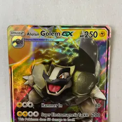 Alolan Golem GX 34/111 Crimson Invasion Half Art Holo Rare Pokemon TCG Card MP - Image 2