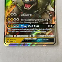 Alolan Golem GX 34/111 Crimson Invasion Half Art Holo Rare Pokemon TCG Card MP - Image 3