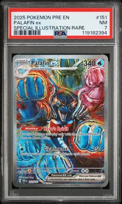 2025 POKEMON PRE EN-PRISMATIC EVOLUTIONS #151 PALAFIN EX PSA 7 - Image 1