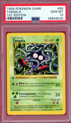 Pokemon Tangela Base Set Shadowless 1st Edition #66 PSA 10 Gem Mint - Image 1