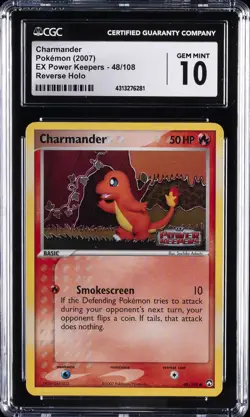 2007 POKEMON EX POWER KEEPERS, REVERSE HOLO #48/108 CHARMANDER CGC 10 GEM MINT - Image 1