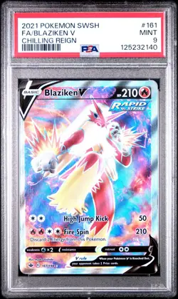 2021 Pokemon Blaziken V Full Art FA 161/198 Sword & Shield Chilling Reign PSA 9 - Image 1
