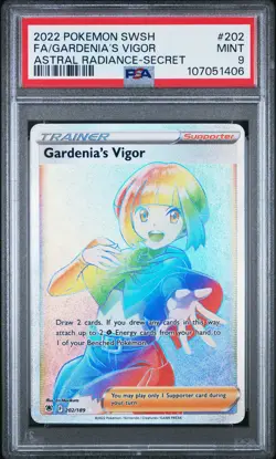2022 POKEMON SWORD & SHIELD ASTRAL RADIANCE #202 FULL ART/GARDENIA'S VIGOR PSA 9 - Image 1