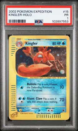 PSA 1 PR 2002 Pokemon Expedition Kingler Holo 15/165 E-Reader Series POP 4 - Image 1