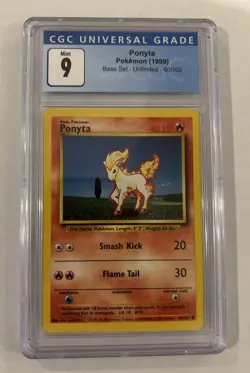 Pokemon TCG 1999 Ponyta Base Set, 60/102 Mint CGC 9 - Image 1