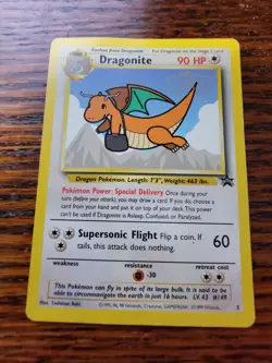 MP! Dragonite #5 Movie Black Star Promo WB Stamp WoTC Rare Pokemon TCG Card - Image 1